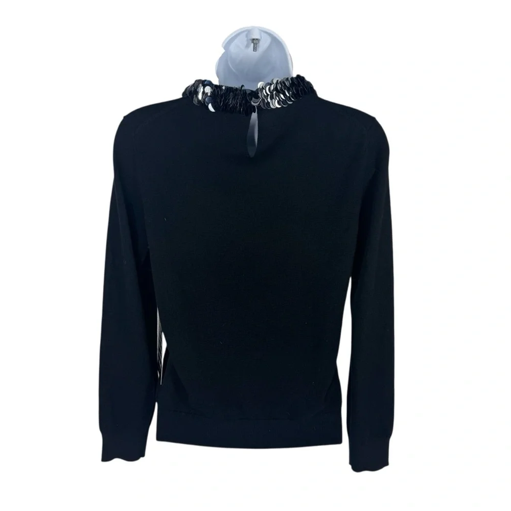 NWT Tuckernuck Black Sequin Trim Lina Sweater Crewneck Knit Top Size S - Picture 5 of 8